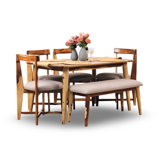 Discover our modern & stylish Rear dining table set, crafted with sheesham wood. Upgrade your dining room with our six and dining table near you in Bangalore.