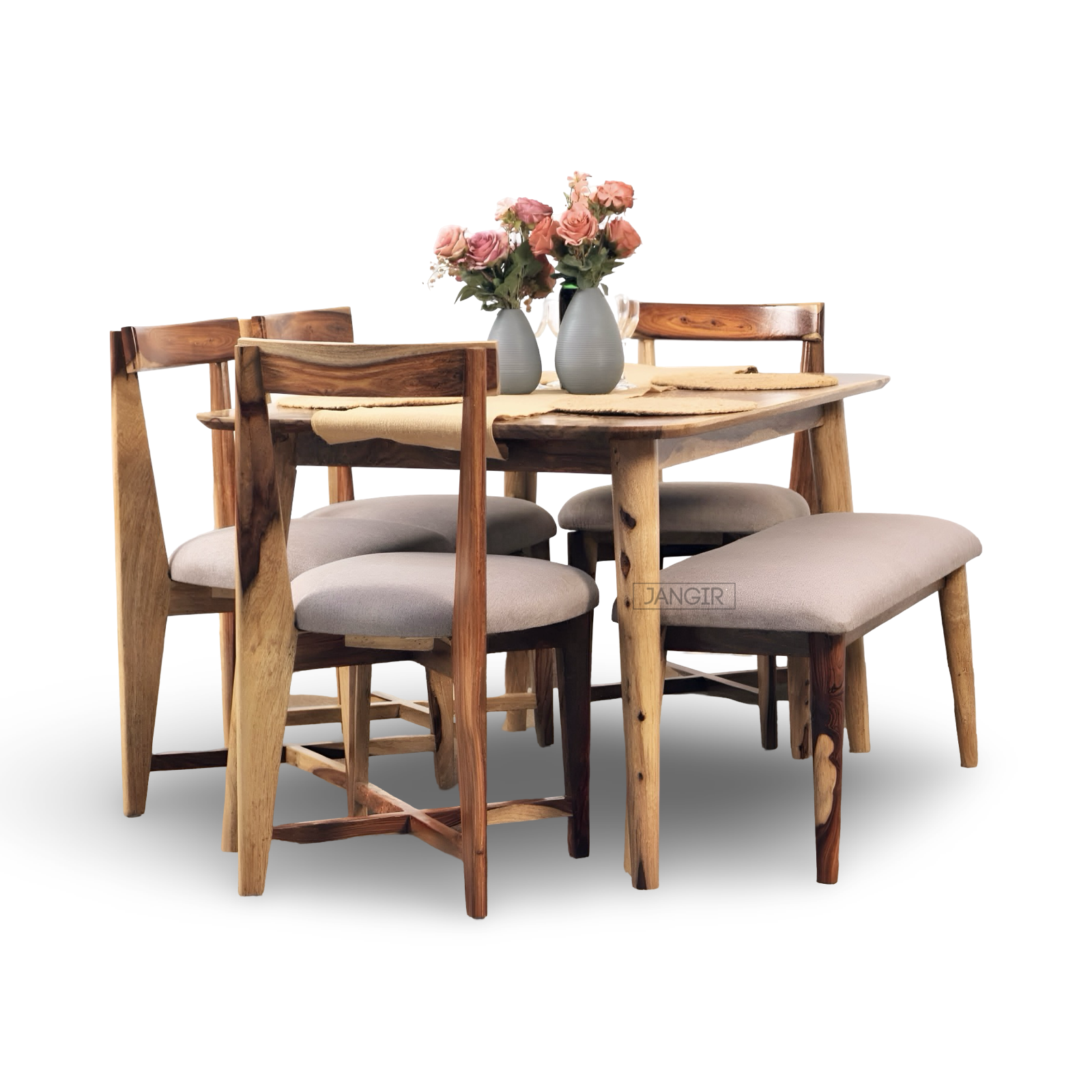 Discover our modern & stylish Rear dining table set, crafted with sheesham wood. Upgrade your dining room with our six and dining table near you in Bangalore.