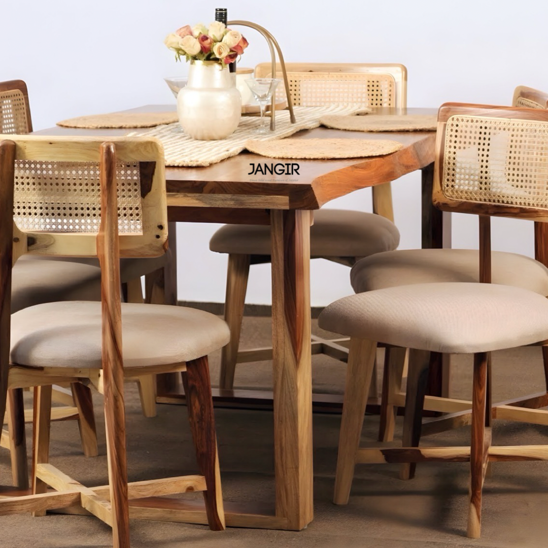 Transform your dining room with Retro Solid Wood Cane Dining Chair, made from Sheesham wood. Shop stylish & comfortable cane dining chair near you in Bangalore!