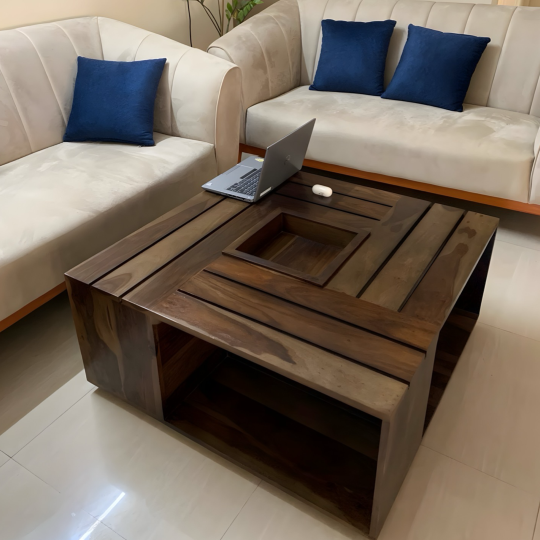 Elevate your living space with our Customised Coffee Table, crafted from premium Sheesham wood.  Buy custom made teapoy & center table near you in Bangalore.