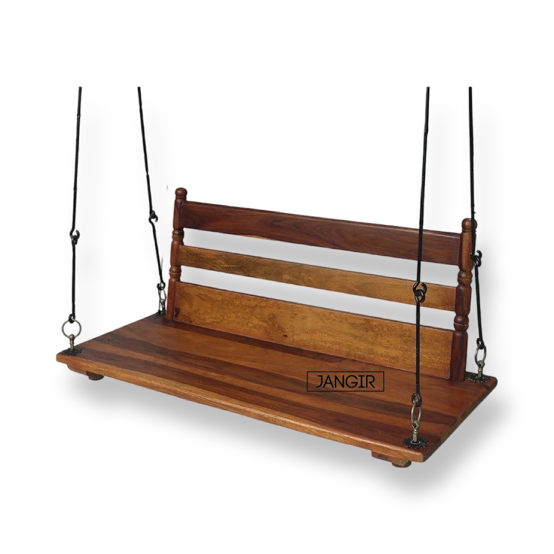 Elevate your home with our Simple Solid Wood Swing, crafted with sheesham wood. Buy stylish wooden swing jhula for living room near you in Bangalore !