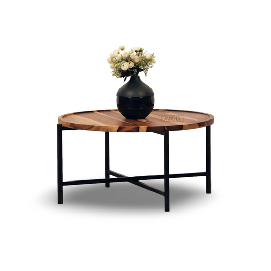 Upgrade your home with Sharper Round Coffee Table, crafted in Sheesham wood & metal. Buy sleek center table & adds elegance to your living room today