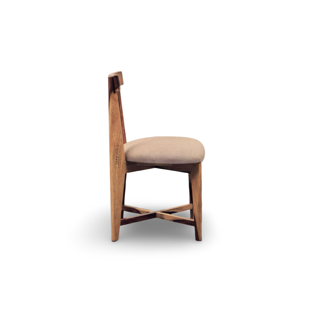 Transform your dining room with Rear Solid Wood Dining Chair, made from Sheesham wood. Shop stylish, durable and comfortable dining chair near you in Bangalore!