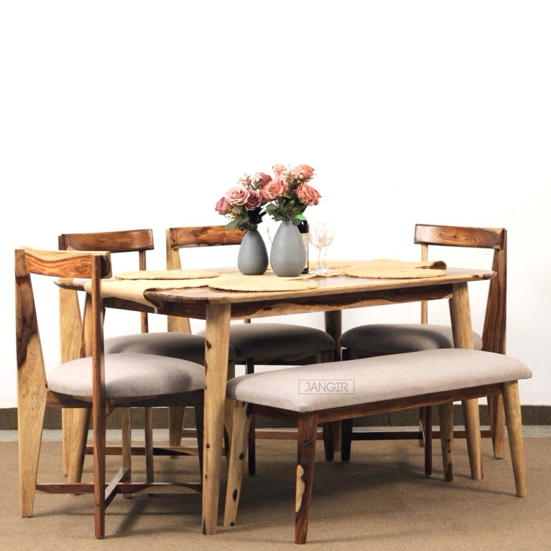 Discover our modern & stylish Rear dining table set, crafted with sheesham wood. Upgrade your dining room with our six and dining table near you in Bangalore.