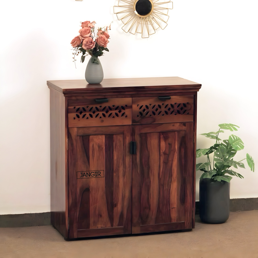 Elevate your space with our stylish and durable sheesham wood cabinet, perfect storage solution for kitchen, foyer, or living room. Shop near you in Bangalore