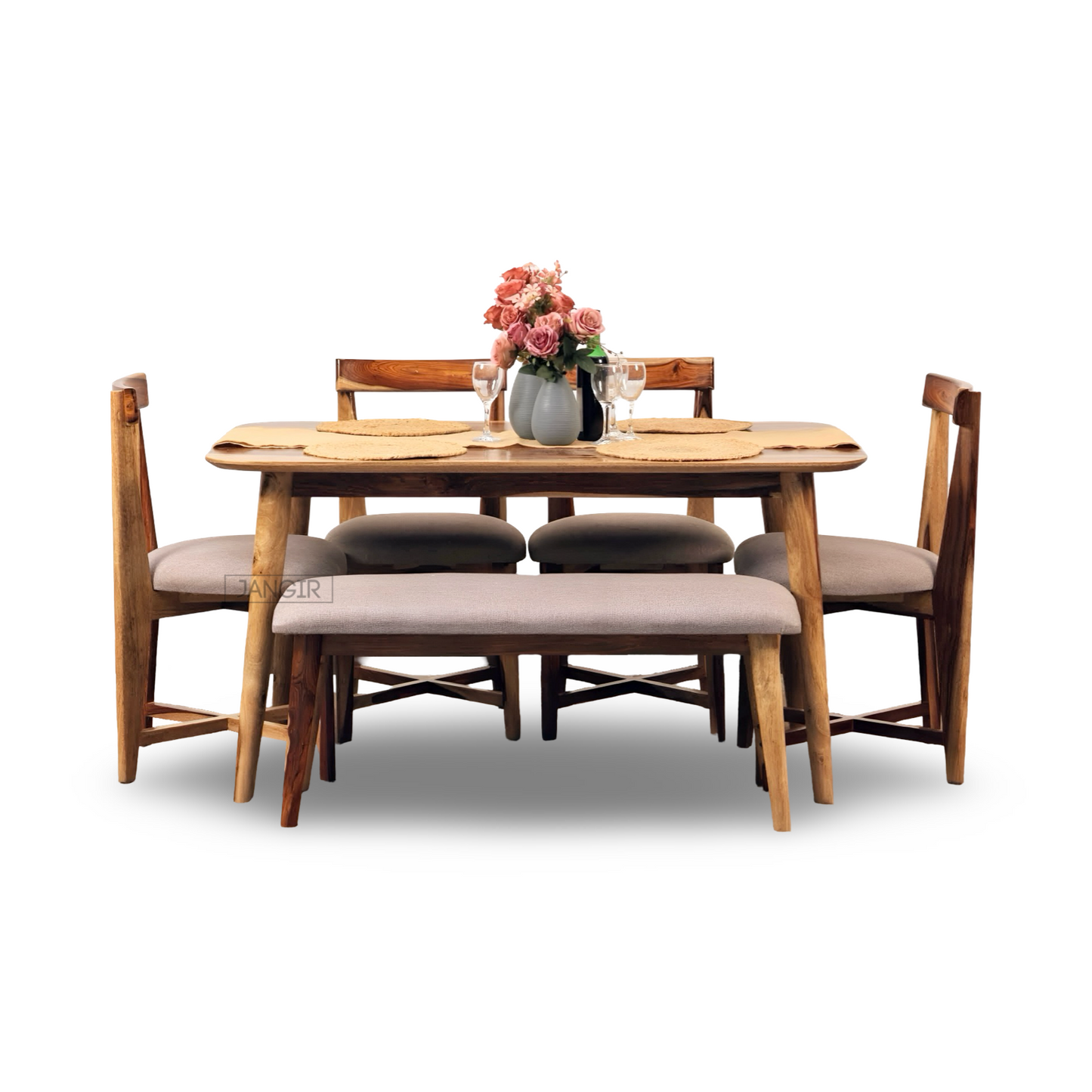 Discover our modern & stylish Rear dining table set, crafted with sheesham wood. Upgrade your dining room with our six and dining table near you in Bangalore.